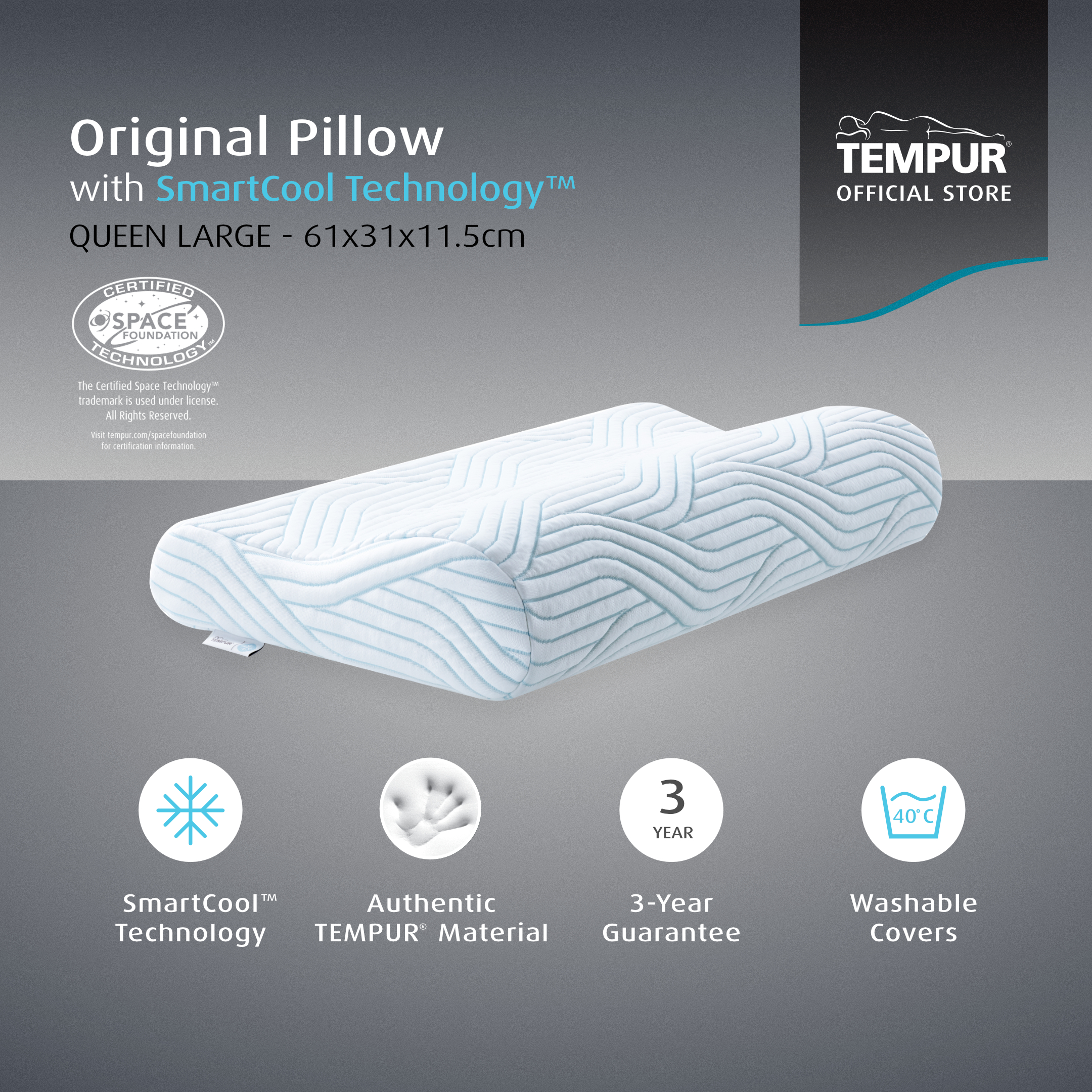 Tempur® Original Pillow Queen L with SmartCool - Queen Large